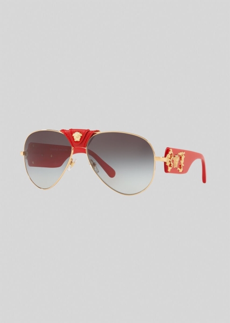 Versace Red Baroque Pilot Solglasögon Herr - 283475LBC